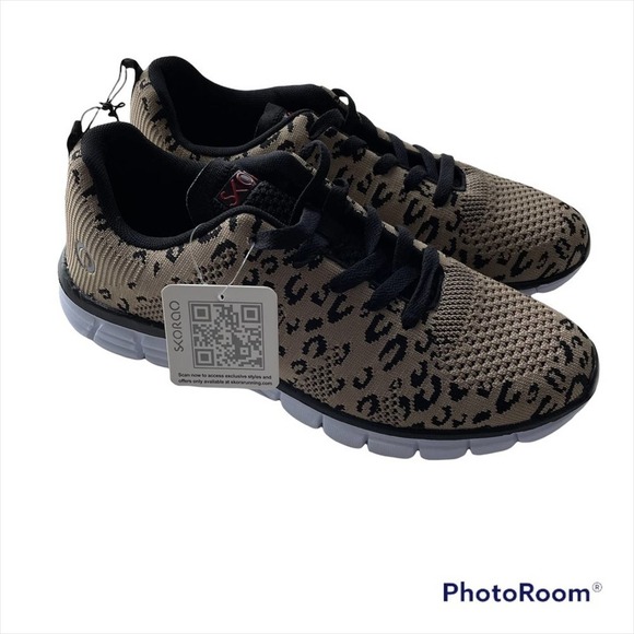 Skora Sneakers Comfort Running Shoes Natural Leopard Brown 9.5M #038888/Tech - Picture 1 of 12